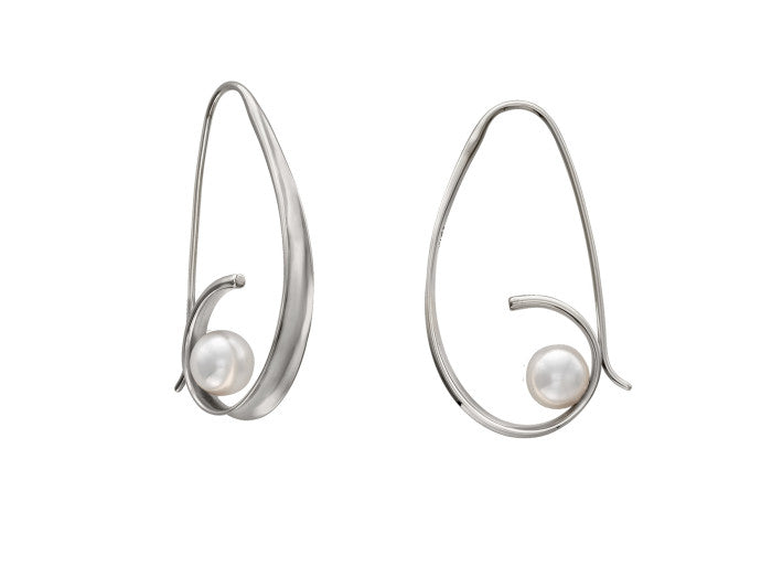 Ed Levin Crosswind Earring Sterling Silver and Perl