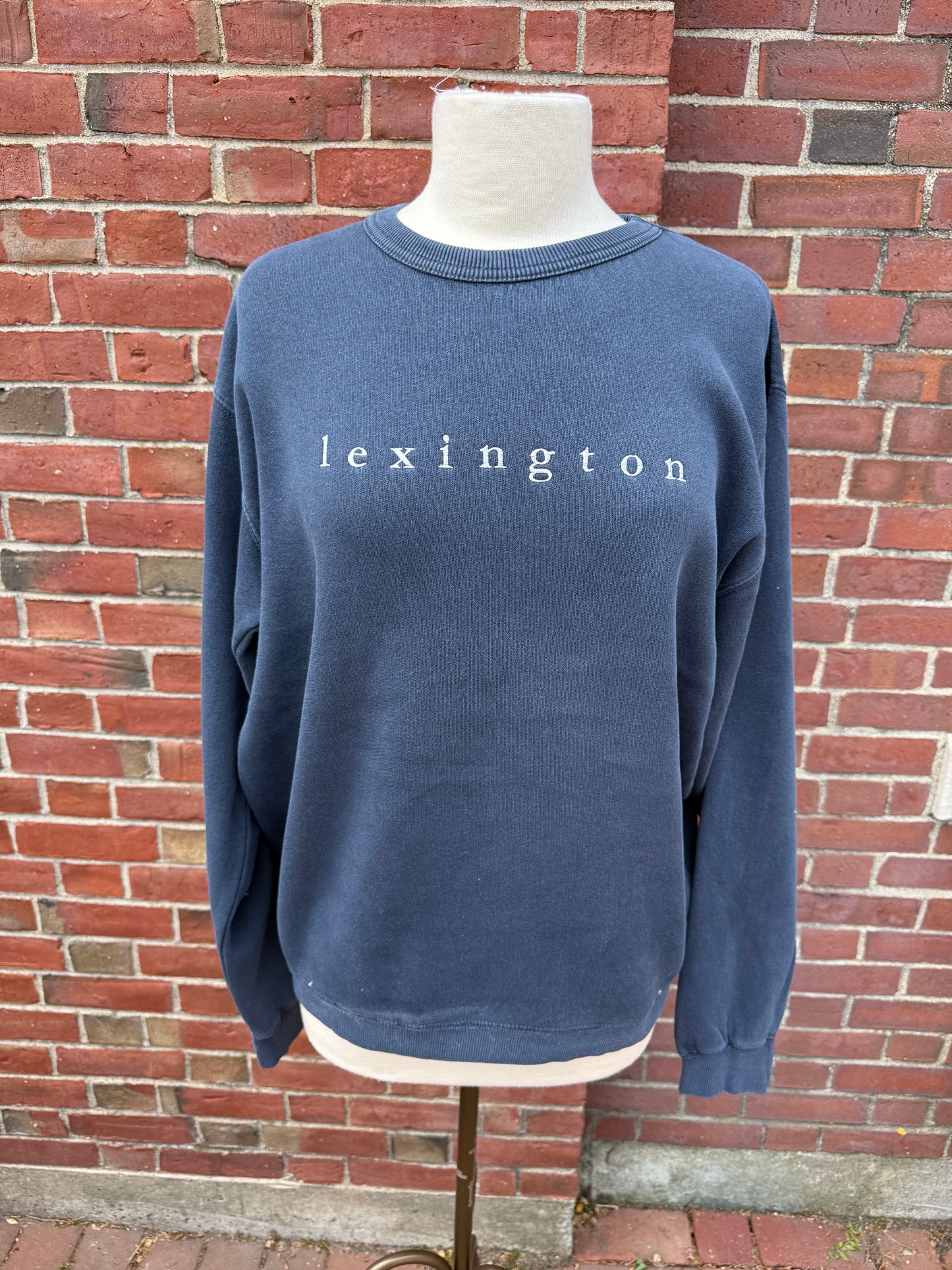 Lexington Lower Case Embroidered Crew Sweatshirt Navy