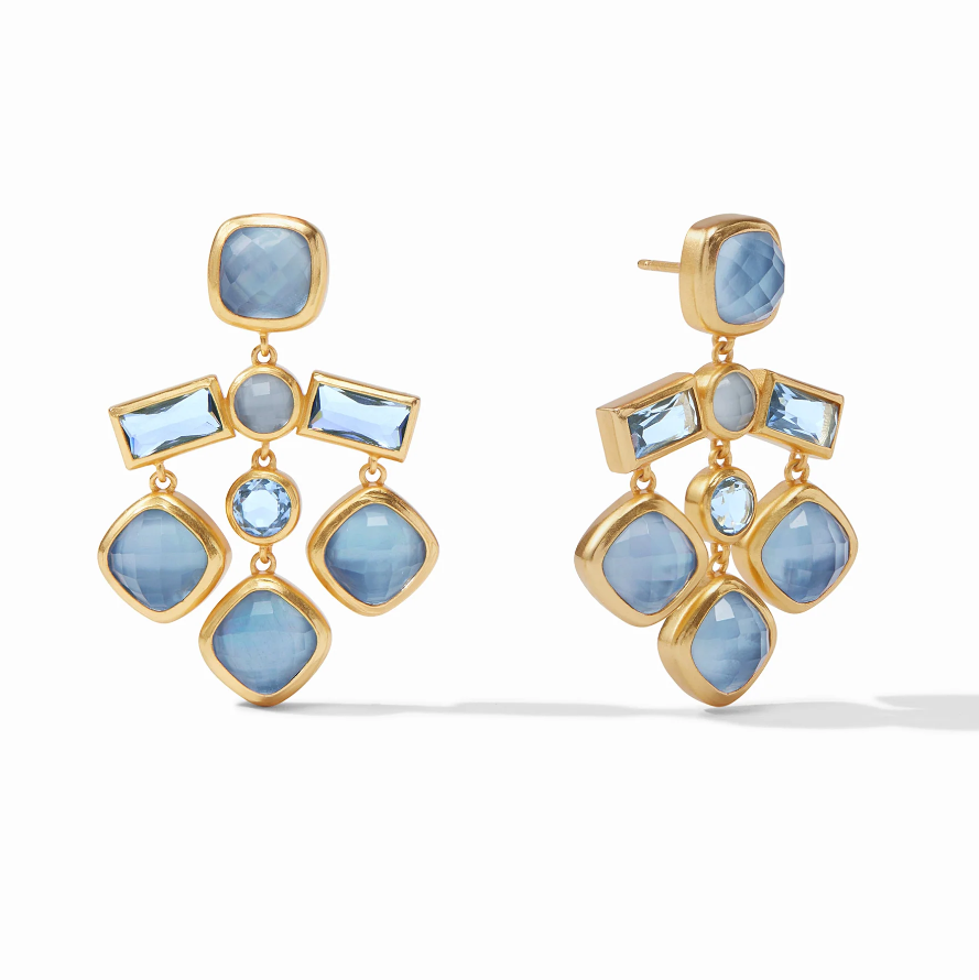 Julie Vos - Antonia Chandelier Earring Iridescent Chalcedony Blue