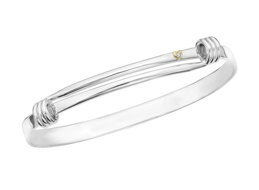 Ed Levin Signature 75th Anniversary Bracelet Sterling Silver Diamond & 18k Gold