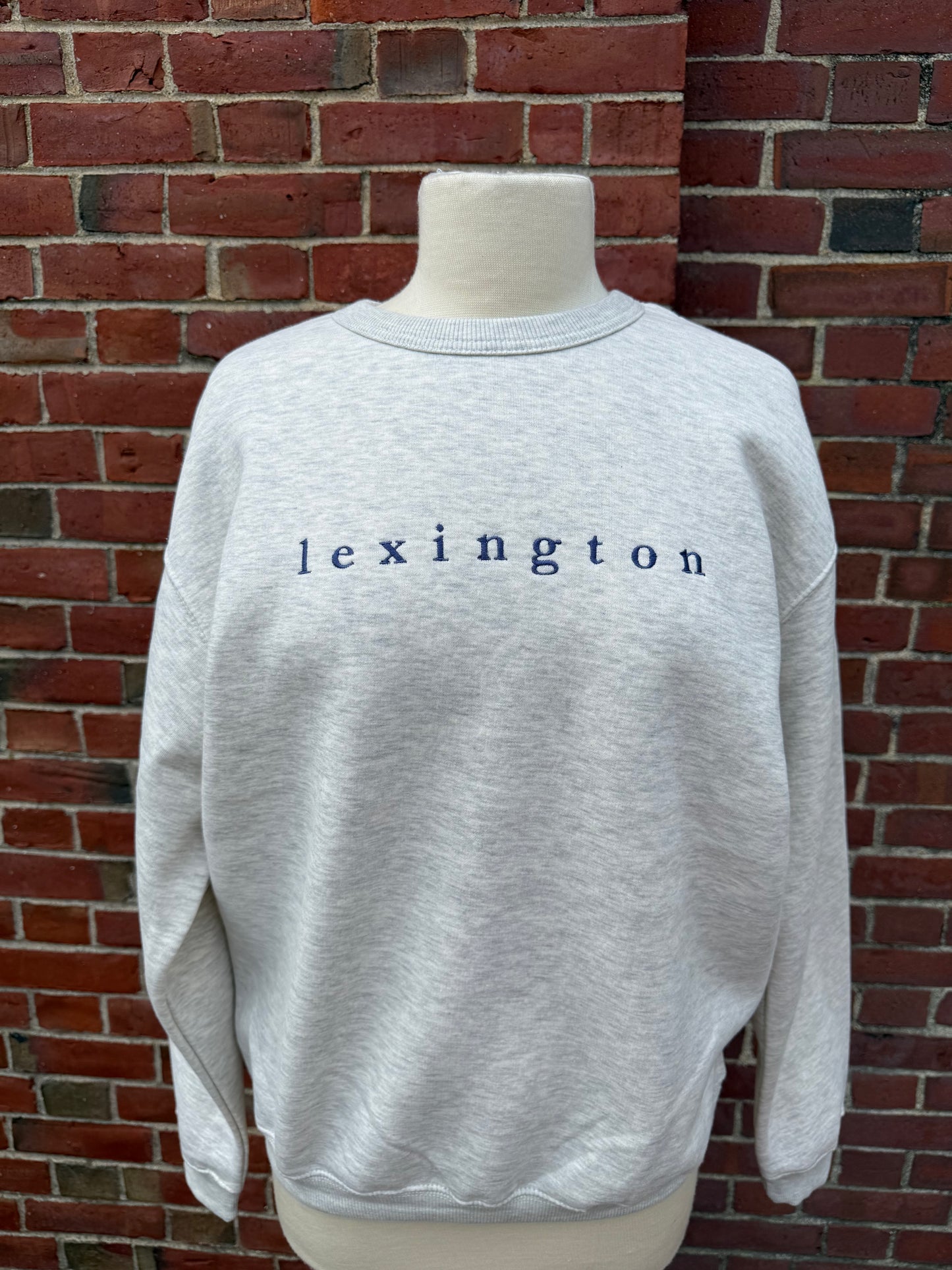 Lexington Lower Case Embroidered Crew Sweatshirt Oatmeal