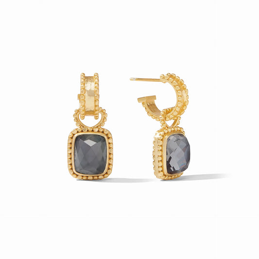 Julie Vos - Marbella Hoop & Charm Earring Charcoal Blue