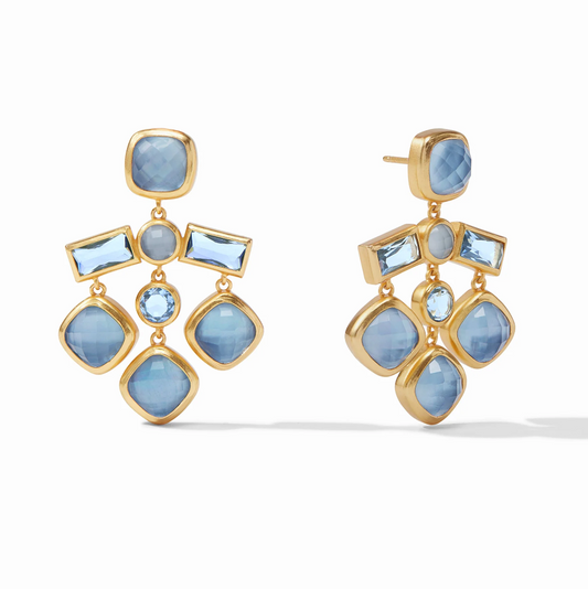 Julie Vos - Antonia Chandelier Earring Iridescent Chalcedony Blue