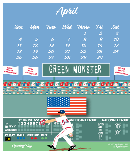 2027 J&J Graphics Boston Jewel Case Calendar