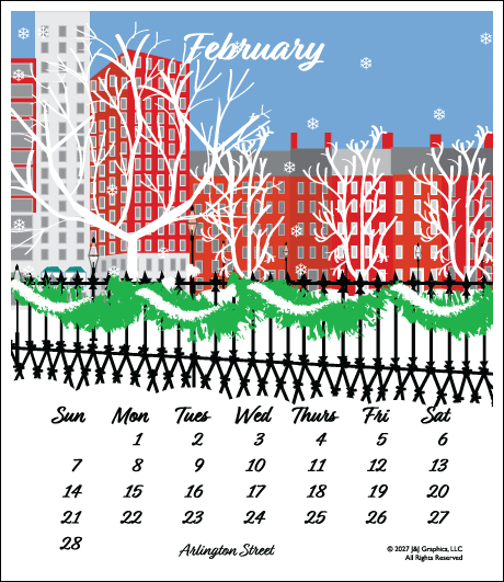 2027 J&J Graphics Boston Jewel Case Calendar