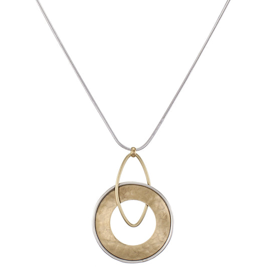 Marjorie Baer Large Wide Ring with Wire Edge and Interlocking Oval Ring Necklace