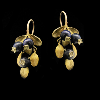 Michael Michaud Blue Berry Wire Drop Earrings