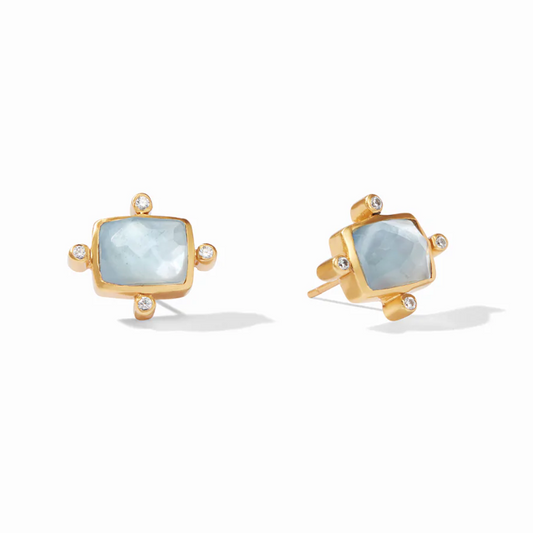Julie Vos - Clara Stud Iridescent Chalcedony Blue
